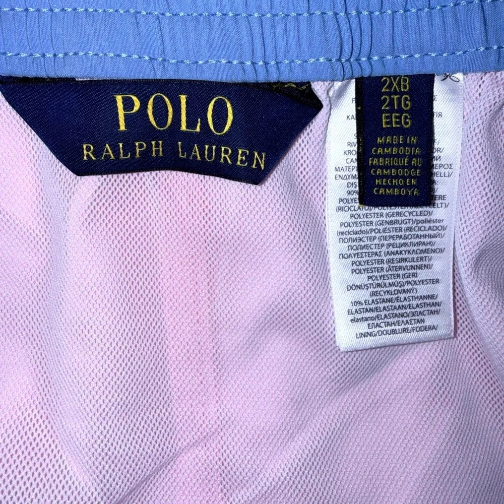 Polo Ralph Lauren Mens 2XLB Pastel Pink Swim Trunks Board Shorts Blue Pony NWT